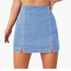 Denim Split Hem High Waist Skort